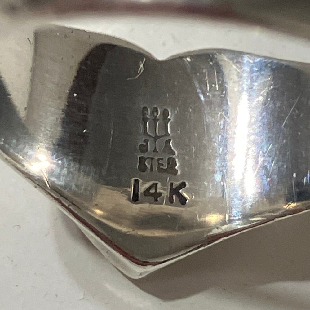 JAMES AVERY RETIRED DOVE HEART STERLING AND 14K GOLD RING - Picture 2 of 7